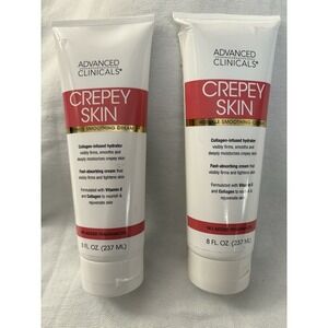 Advanced Clinicals Crepey Skin Cream 8oz 2 Packs Collagen Vitamin E Wrinkle Firm
